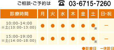 たわらクリニックの診療時間